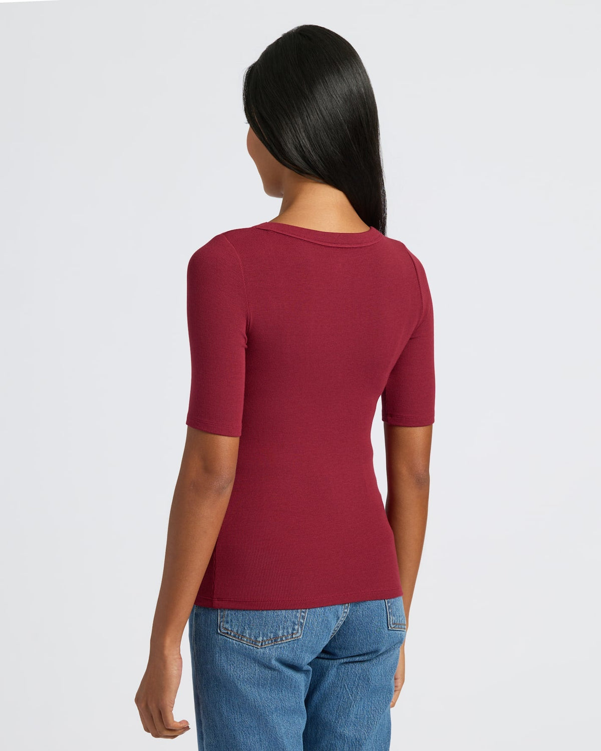 Womens Ribbed 3/4 Sleeve Scoop Neck Tee 3-Pack